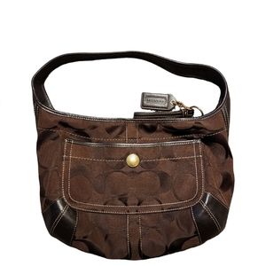 EUC Vintage Y2K Coach CC Logo Signature Brown Leather Shoulder Bag